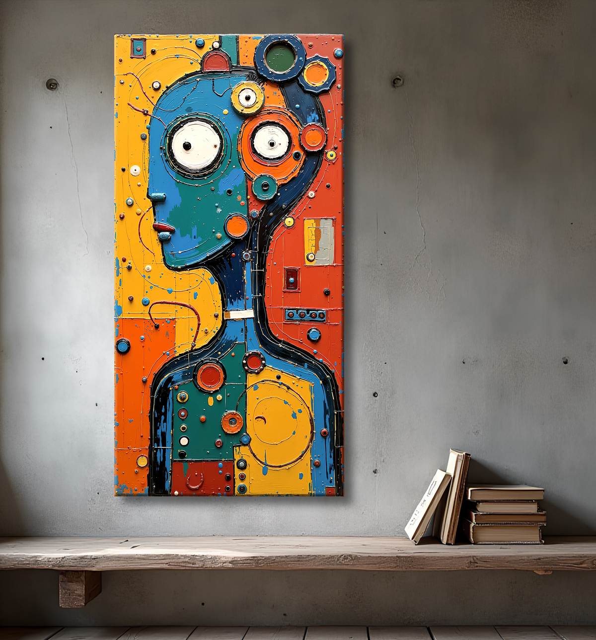 Tableau moderne : portrait inspiration cubiste avec decor