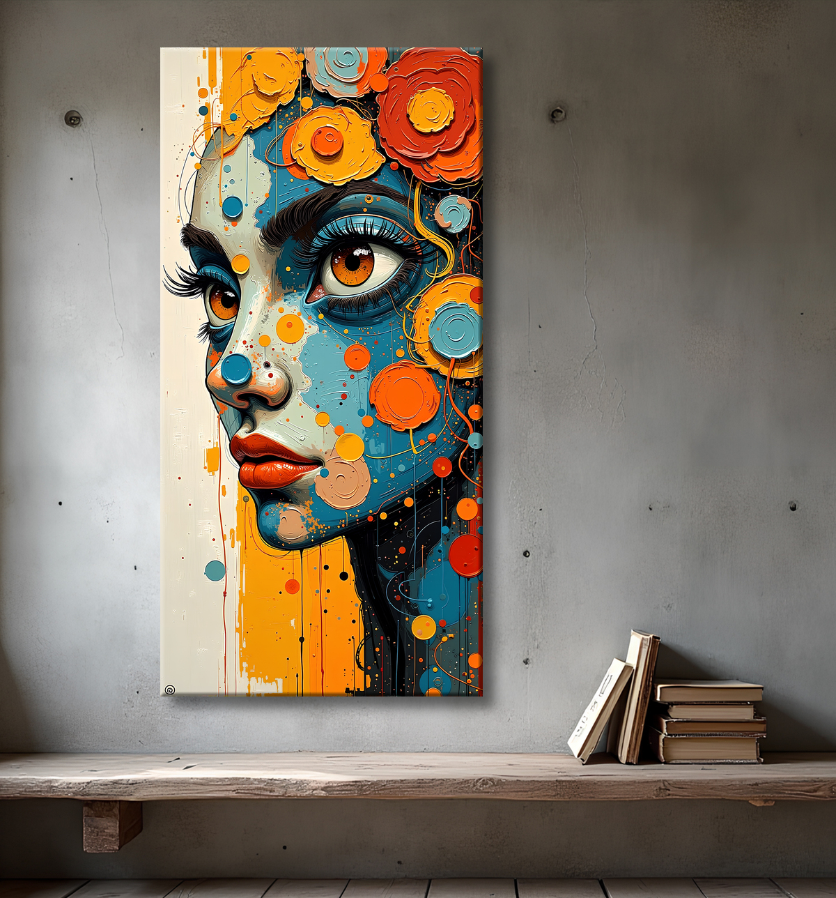 Tableau moderne : portrait inspiration cubiste avec decor
