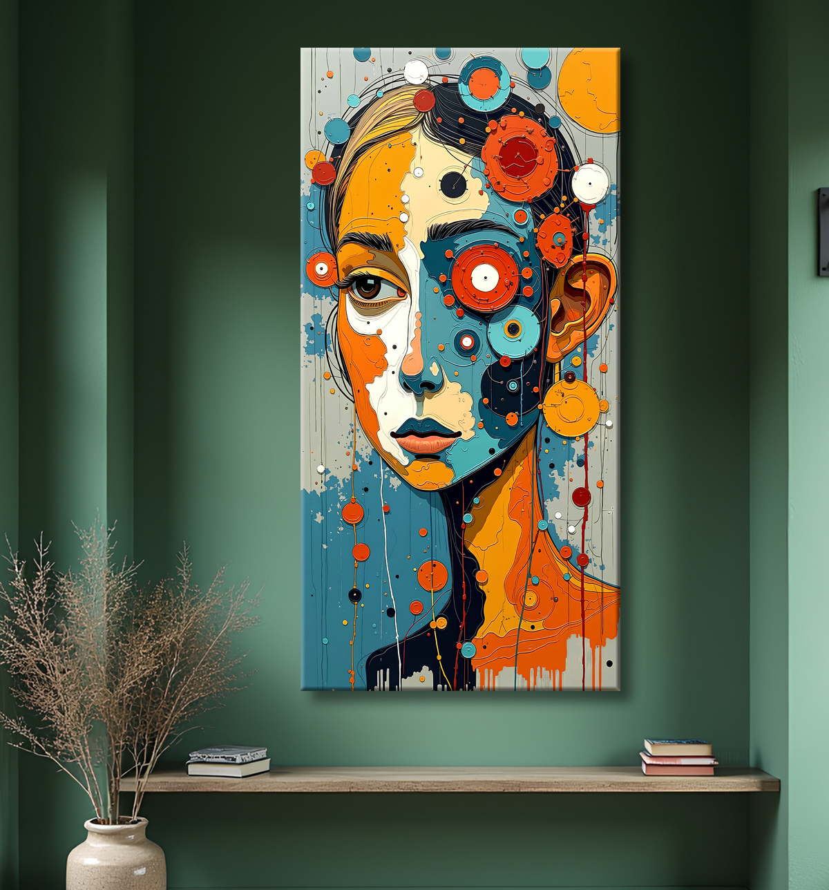 Tableau moderne : portrait inspiration cubiste avec decor