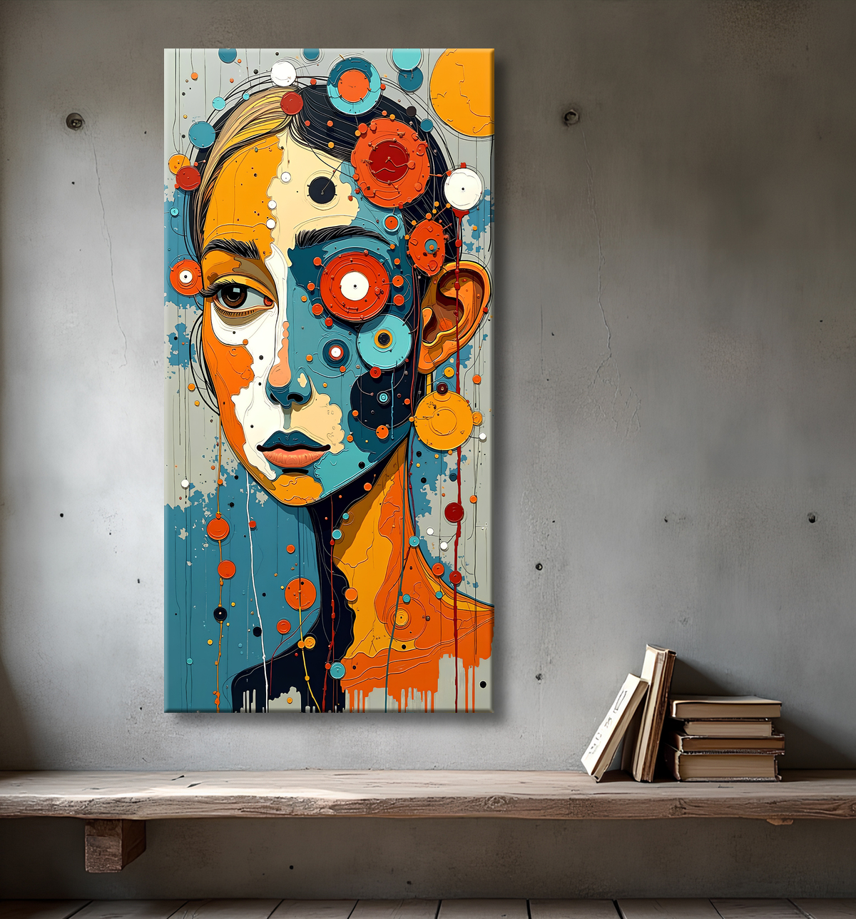 Tableau moderne : portrait inspiration cubiste avec decor