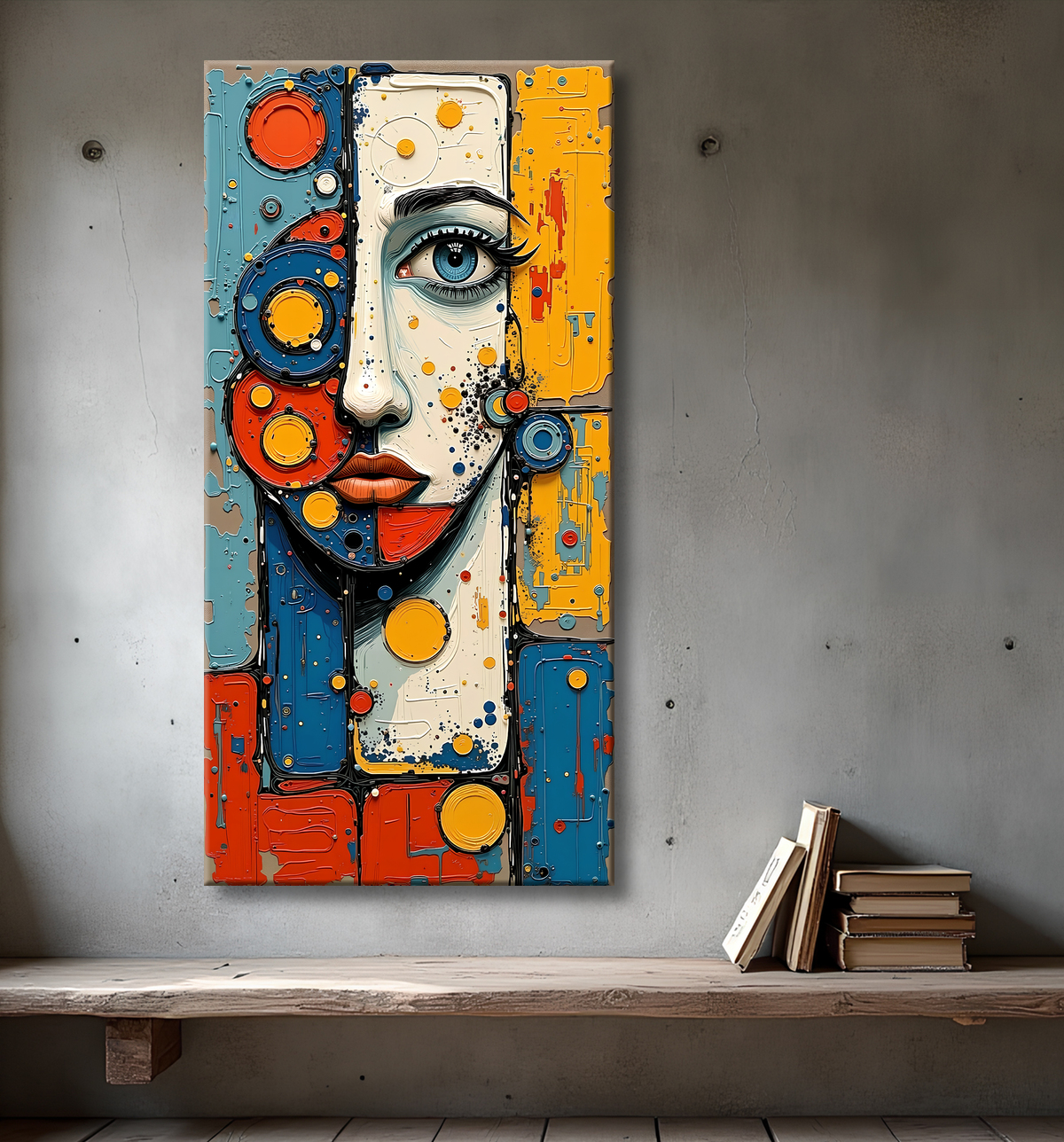 Tableau moderne : portrait inspiration cubiste avec decor