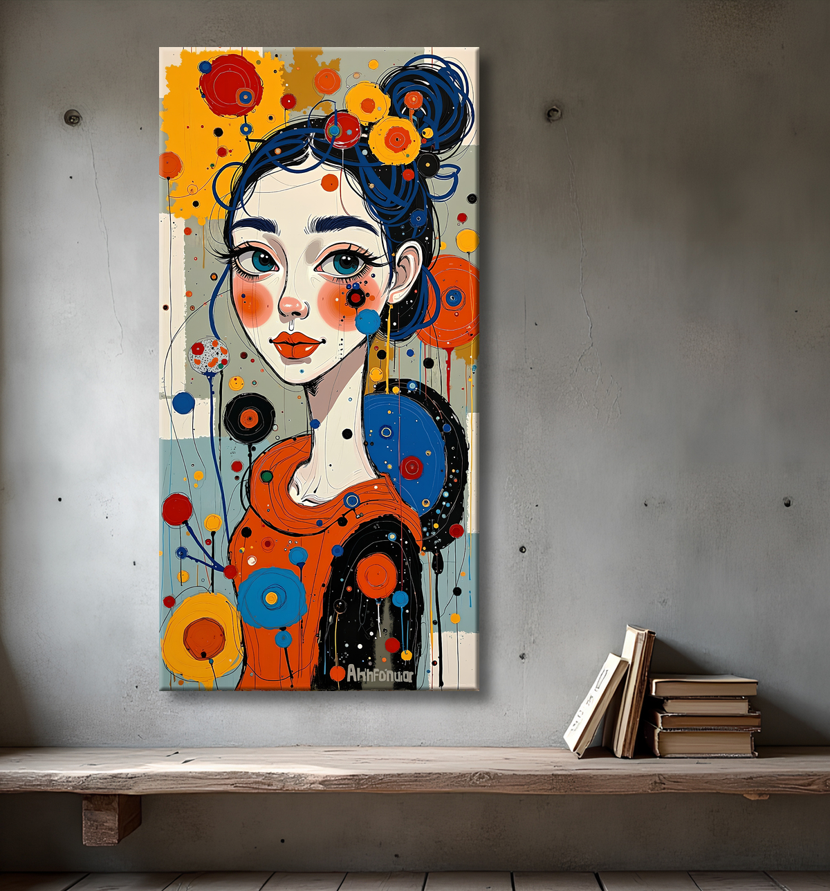 Tableau moderne : portrait inspiration cubiste avec decor