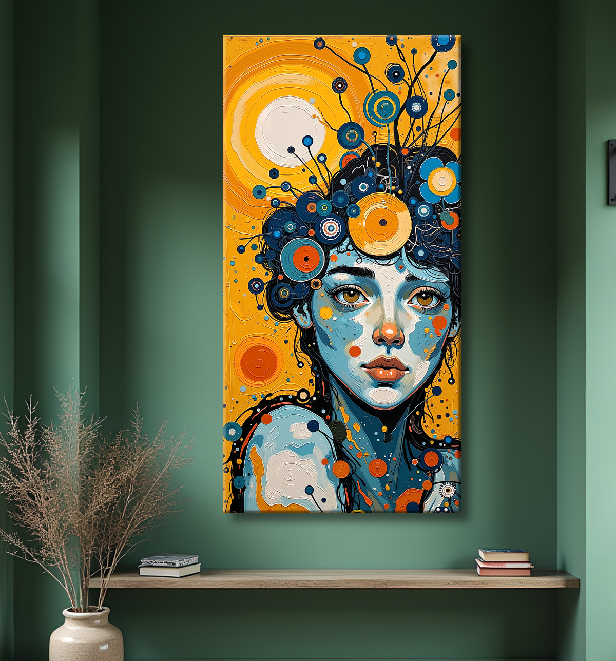 Tableau moderne : portrait inspiration cubiste avec decor