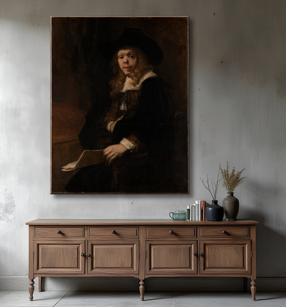 Reproduction Portrait of Gerard de Lairesse de Rembrandt (Rembrandt van Rijn) avec decor