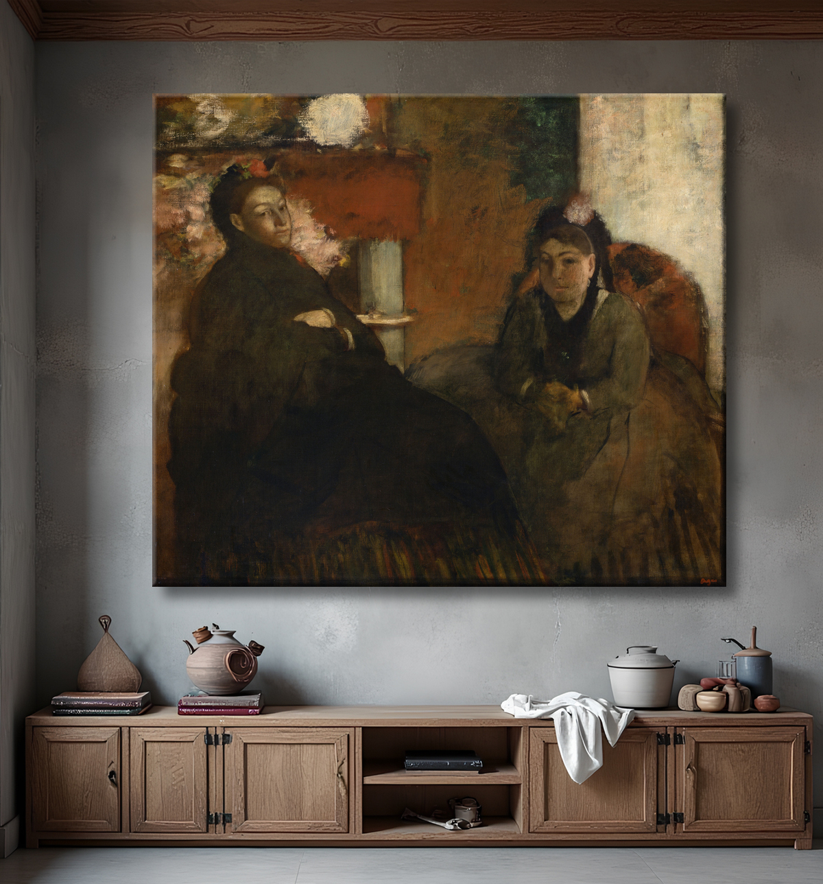 Reproduction Portrait of Mme. Lisle and Mme Loubens de Hilaire Germain Edgar Degas avec decor