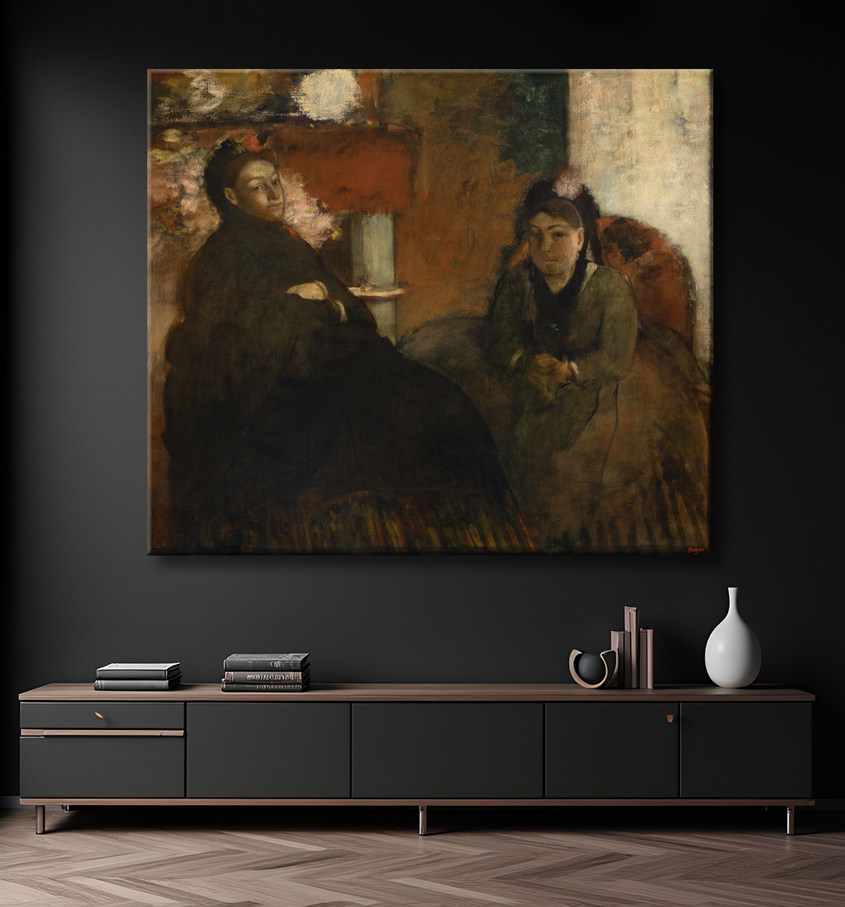 Reproduction Portrait of Mme. Lisle and Mme Loubens de Hilaire Germain Edgar Degas avec decor