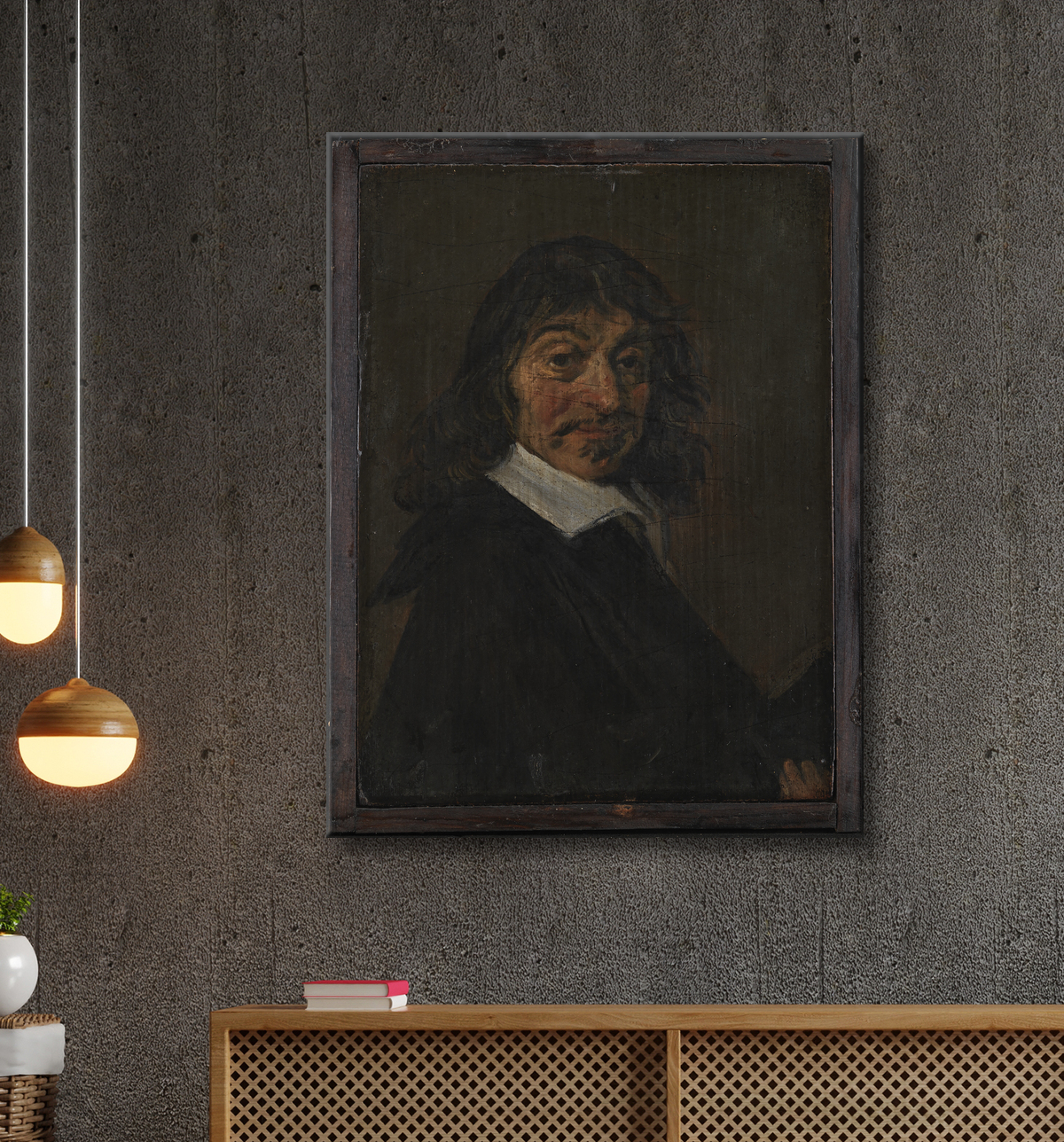 Reproduction Portrait of René Descartes (1596-1650) de Hals, Frans avec decor