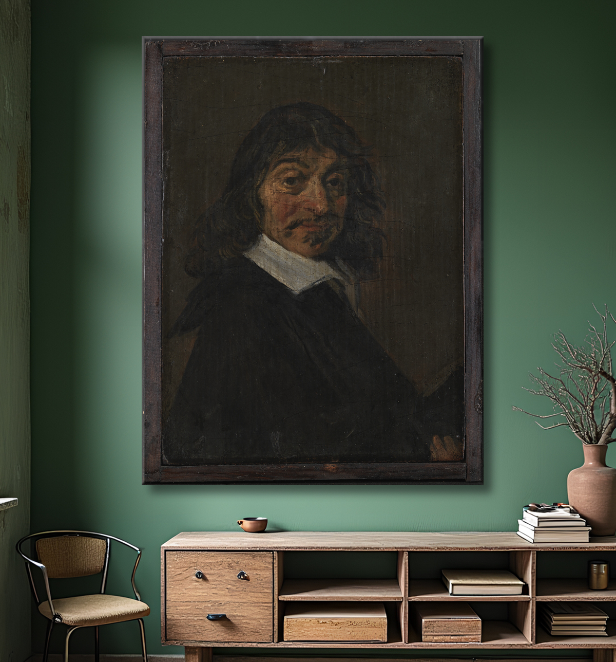 Reproduction Portrait of René Descartes (1596-1650) de Hals, Frans avec decor