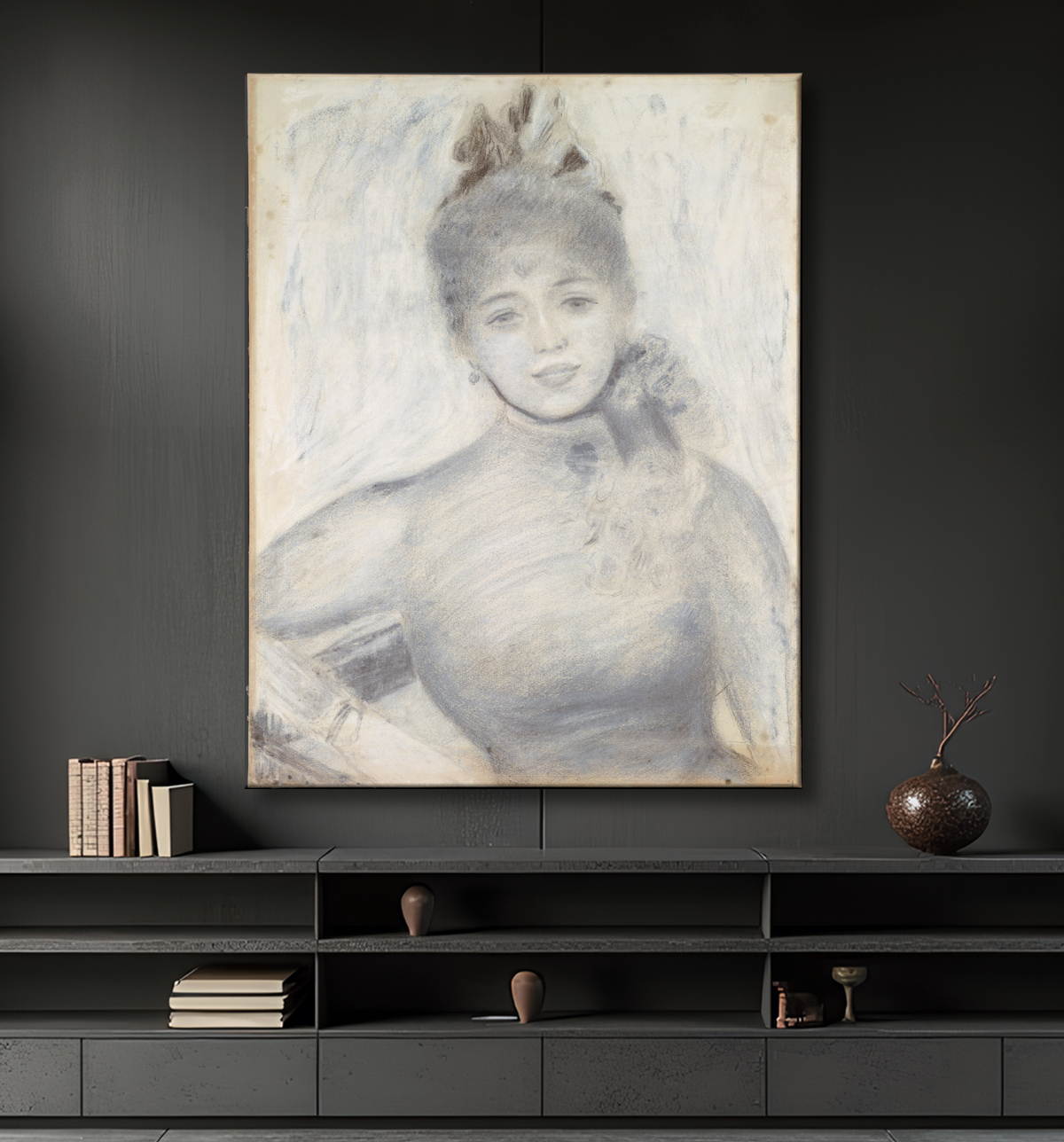 Reproduction Portrait of Séverine de Auguste Renoir avec decor