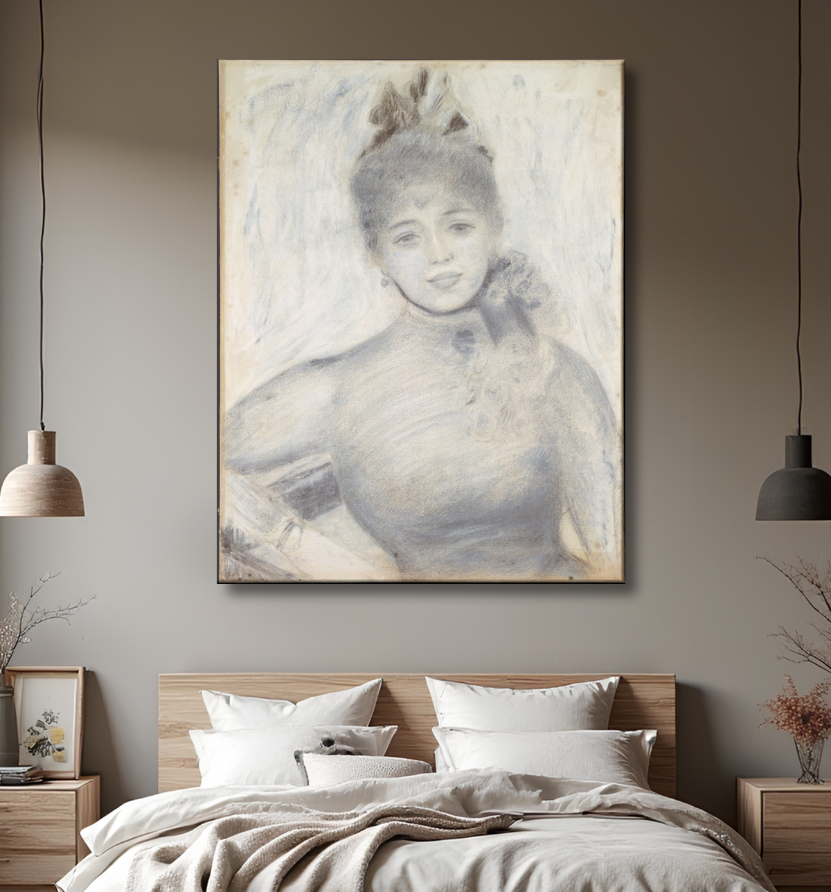 Reproduction Portrait of Séverine de Auguste Renoir avec decor
