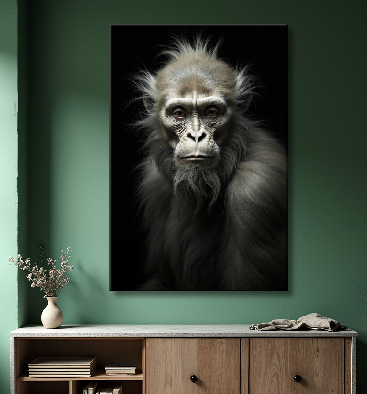 Tableau singe - Portrait chimpanzé studio avec decor