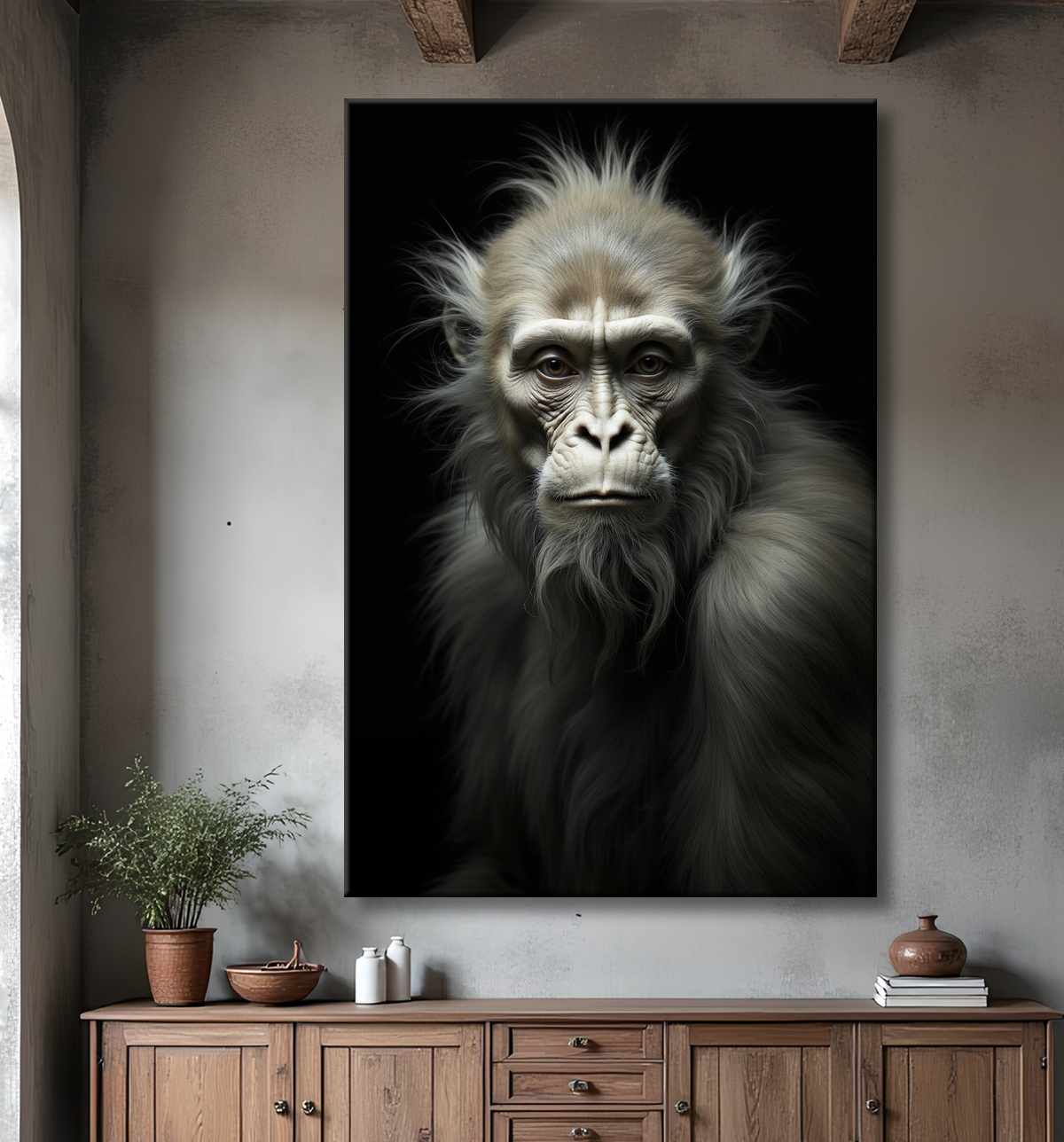 Tableau singe - Portrait chimpanzé studio avec decor