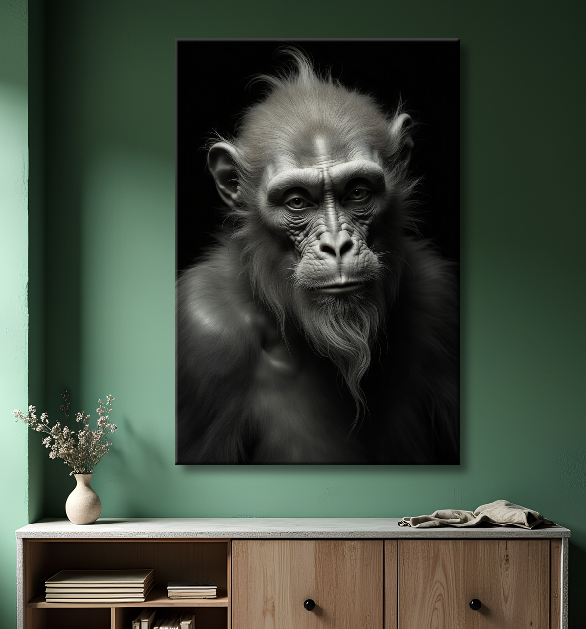 Tableau singe - Portrait chimpanzé studio avec decor