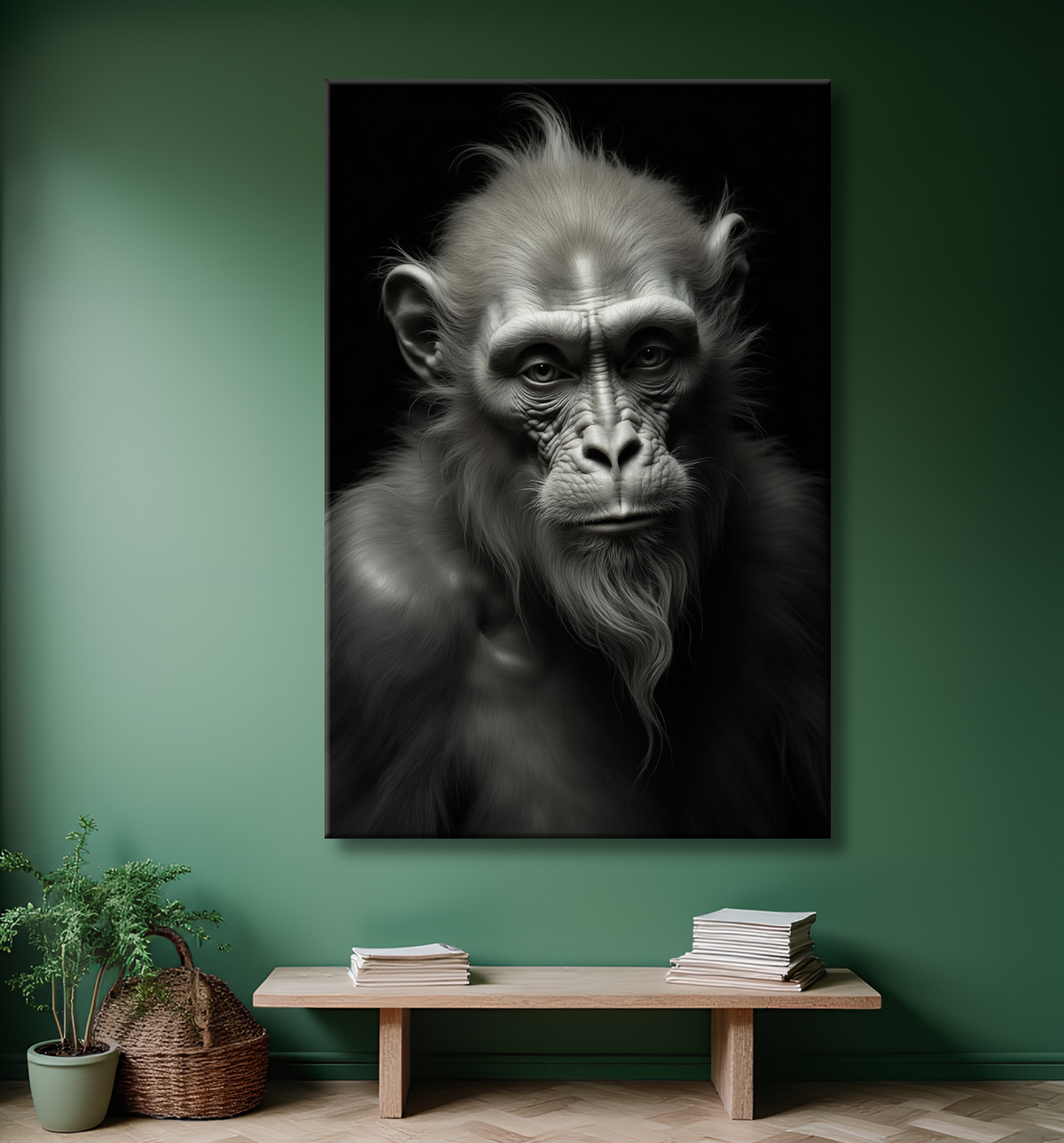 Tableau singe - Portrait chimpanzé studio avec decor