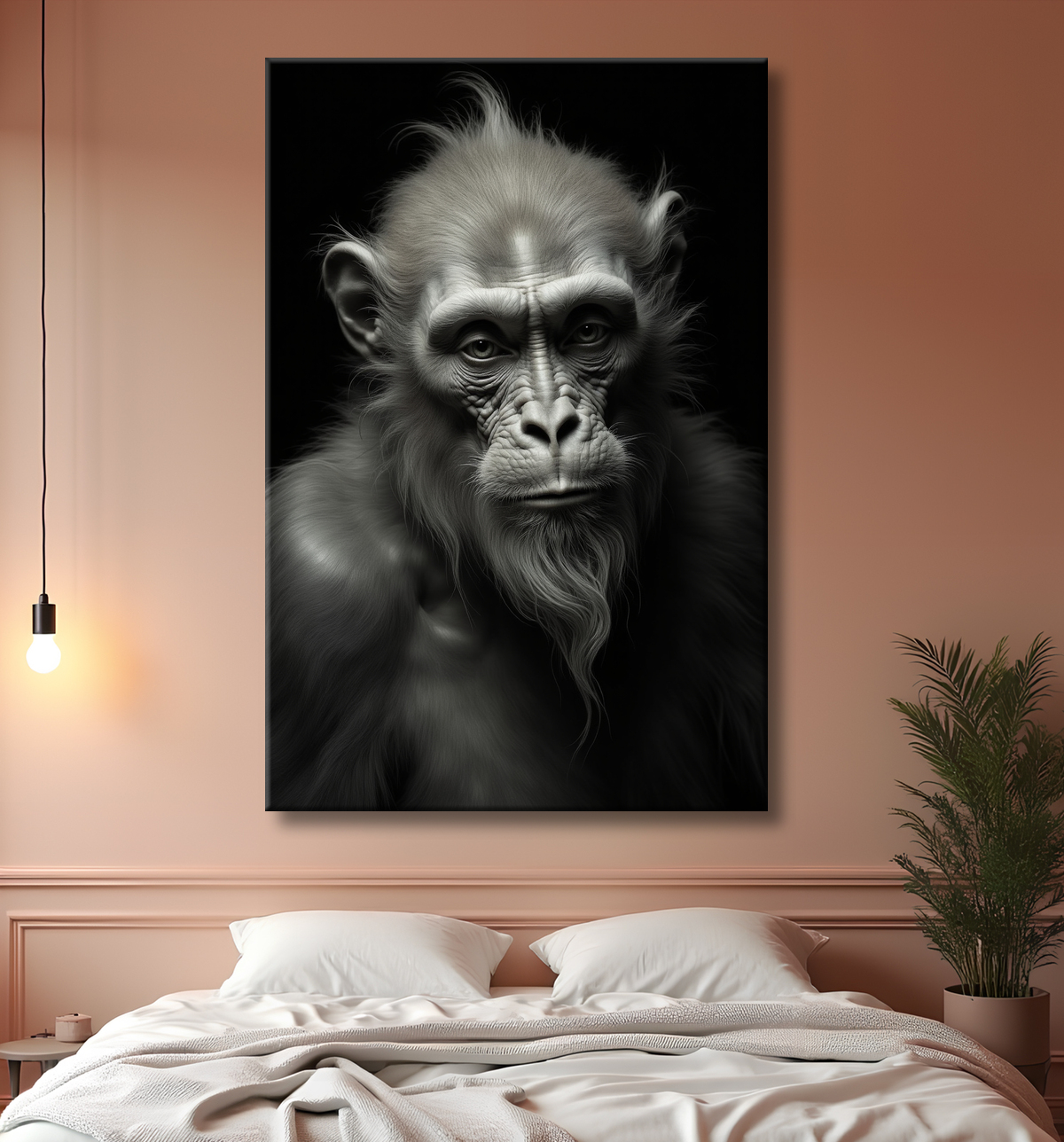 Tableau singe - Portrait chimpanzé studio avec decor