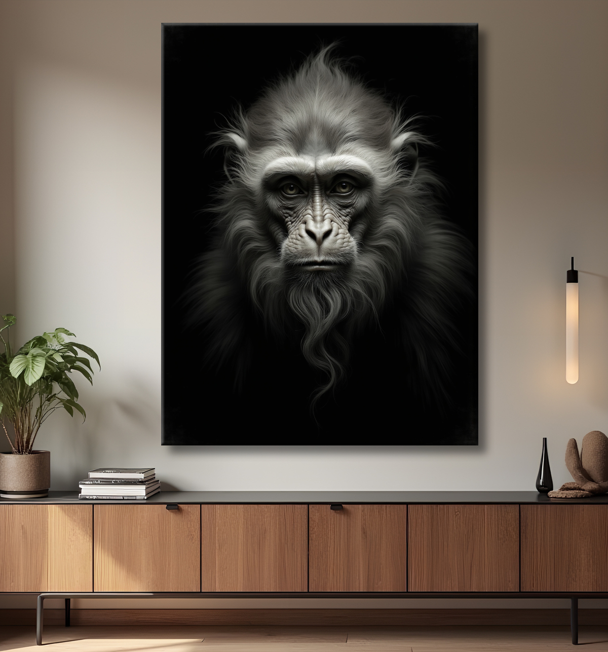 Tableau singe - Portrait chimpanzé studio avec decor