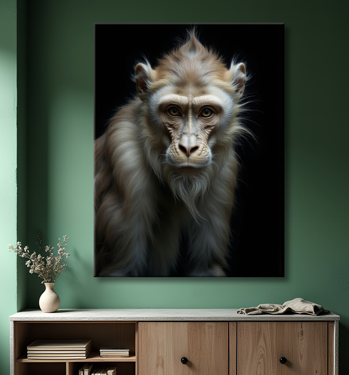 Tableau singe - Portrait chimpanzé studio avec decor