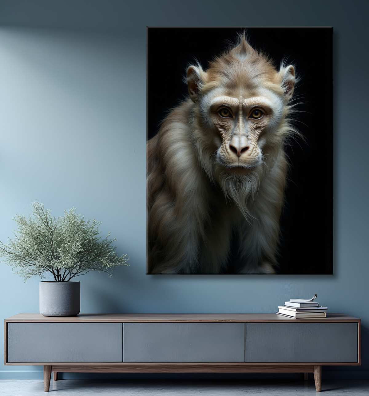 Tableau singe - Portrait chimpanzé studio avec decor