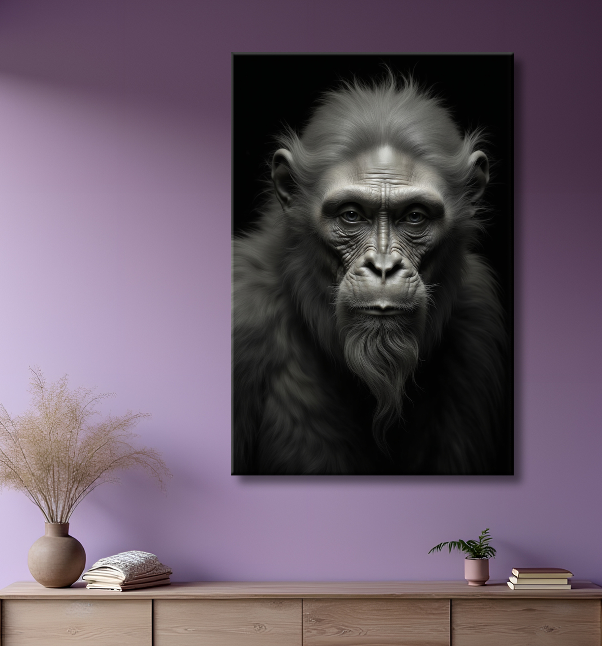 Tableau singe - Portrait chimpanzé studio avec decor