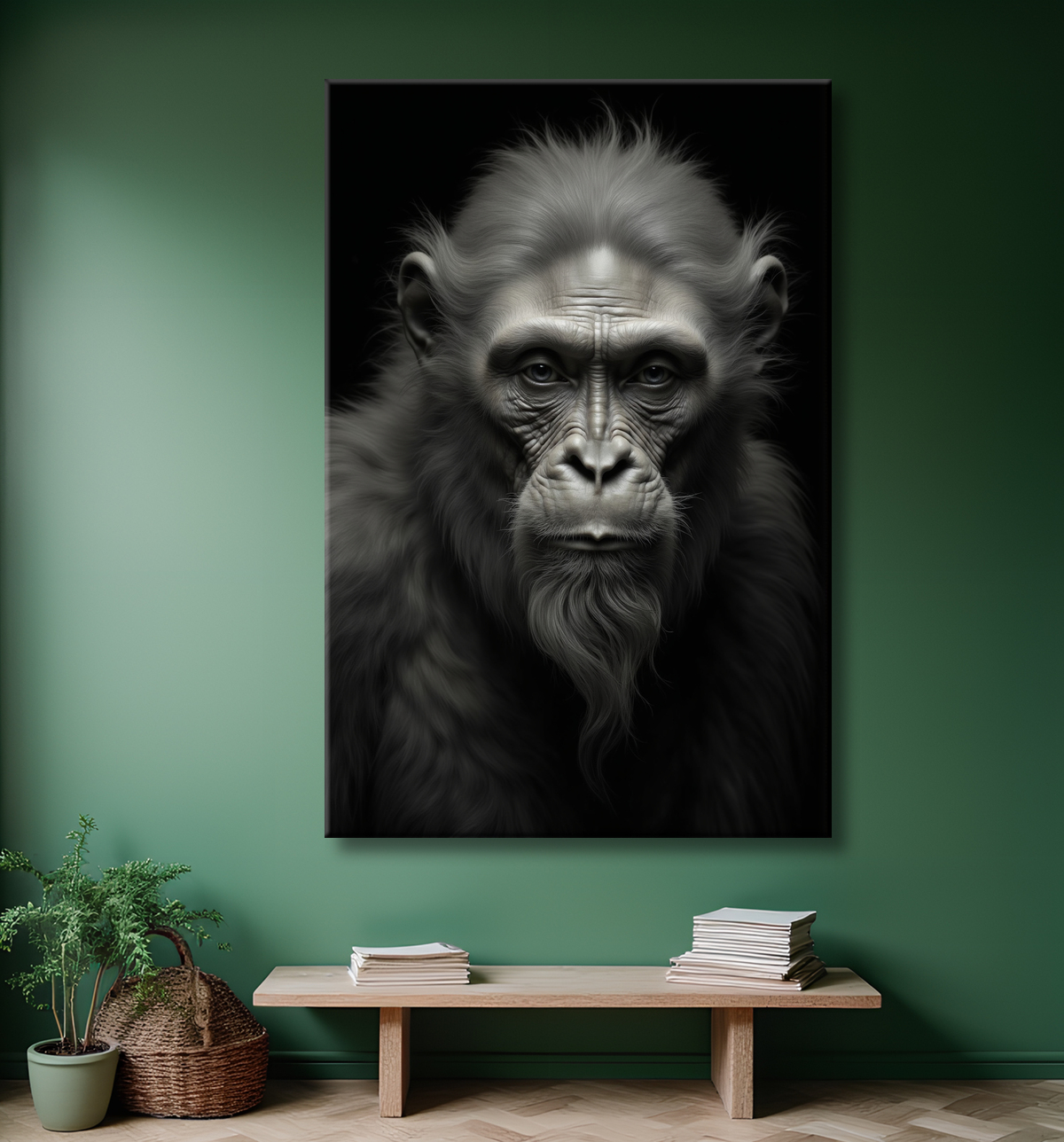 Tableau singe - Portrait chimpanzé studio avec decor