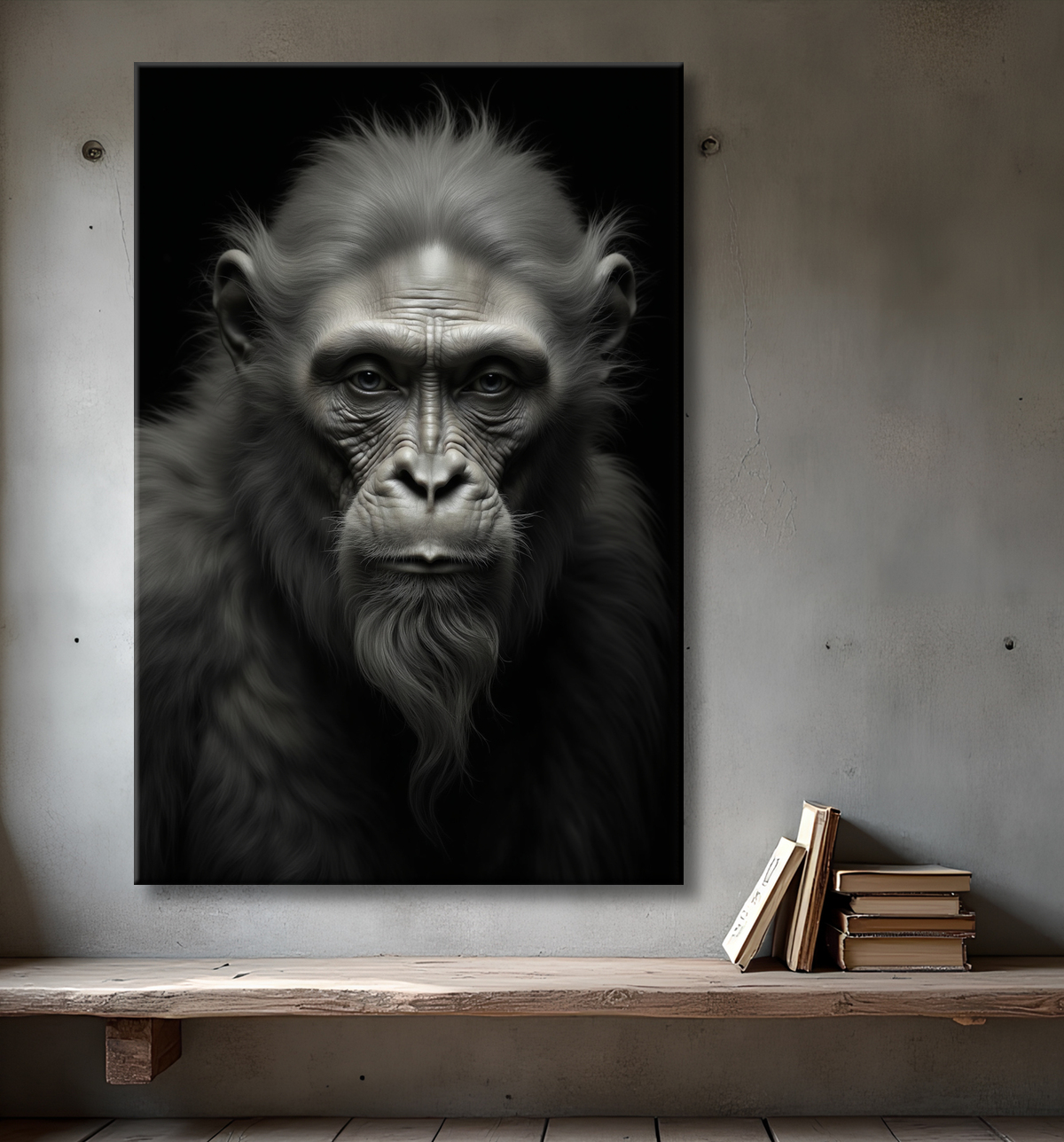 Tableau singe - Portrait chimpanzé studio avec decor