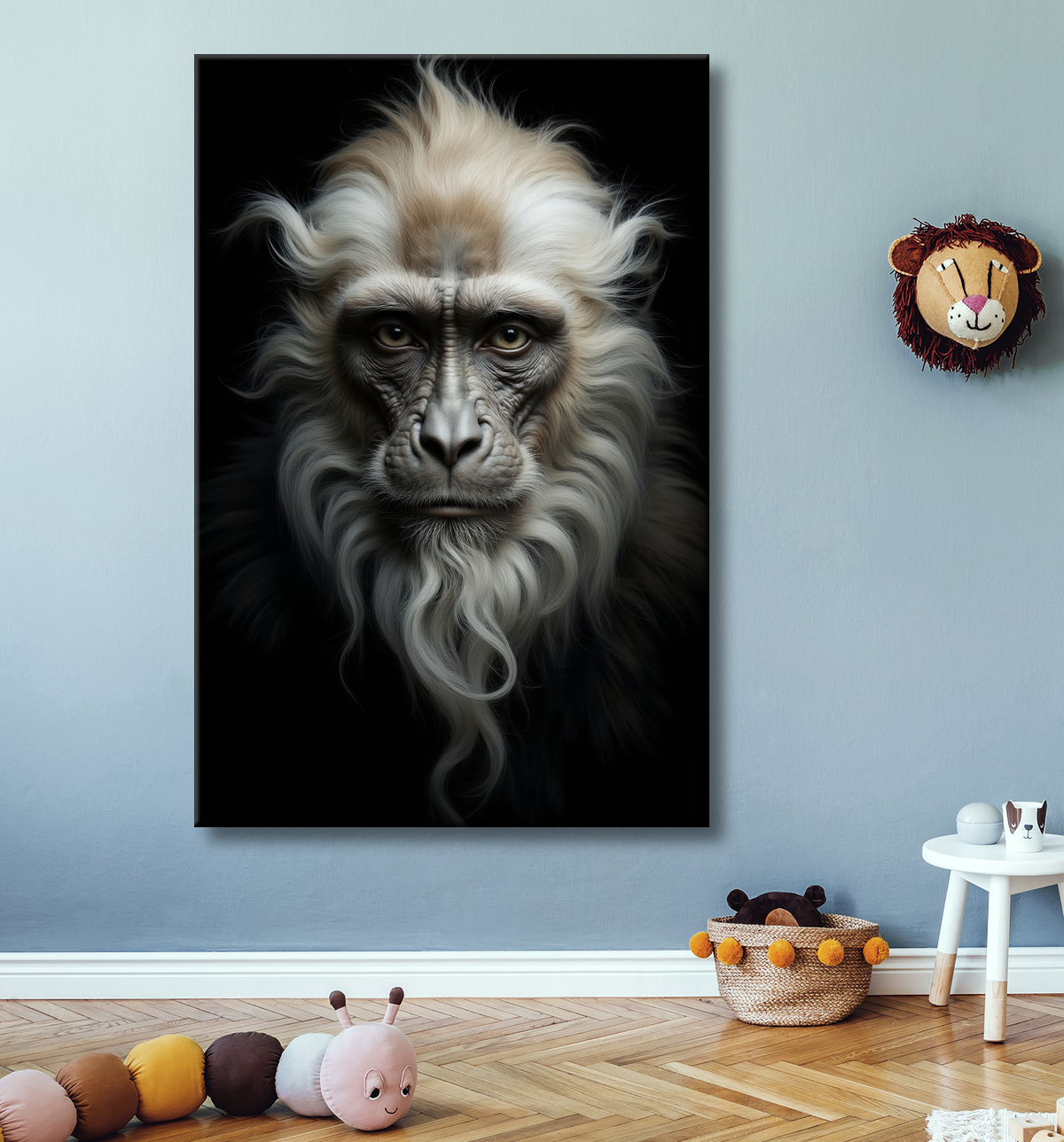 Tableau singe - Portrait chimpanzé studio avec decor