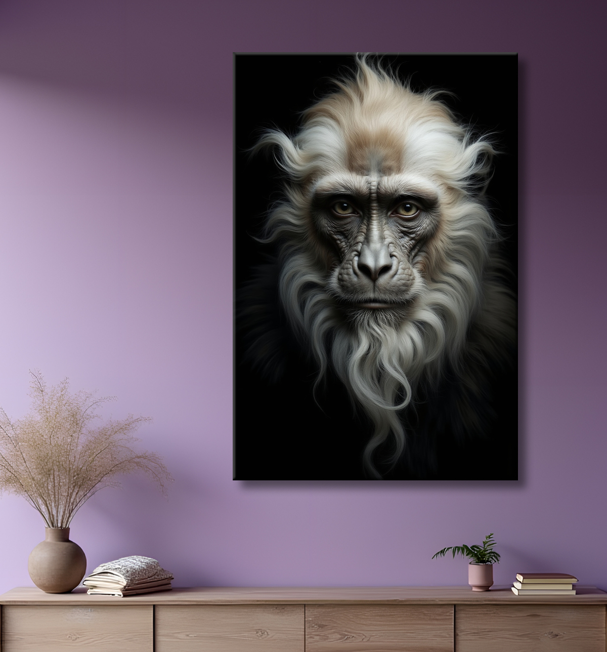Tableau singe - Portrait chimpanzé studio avec decor