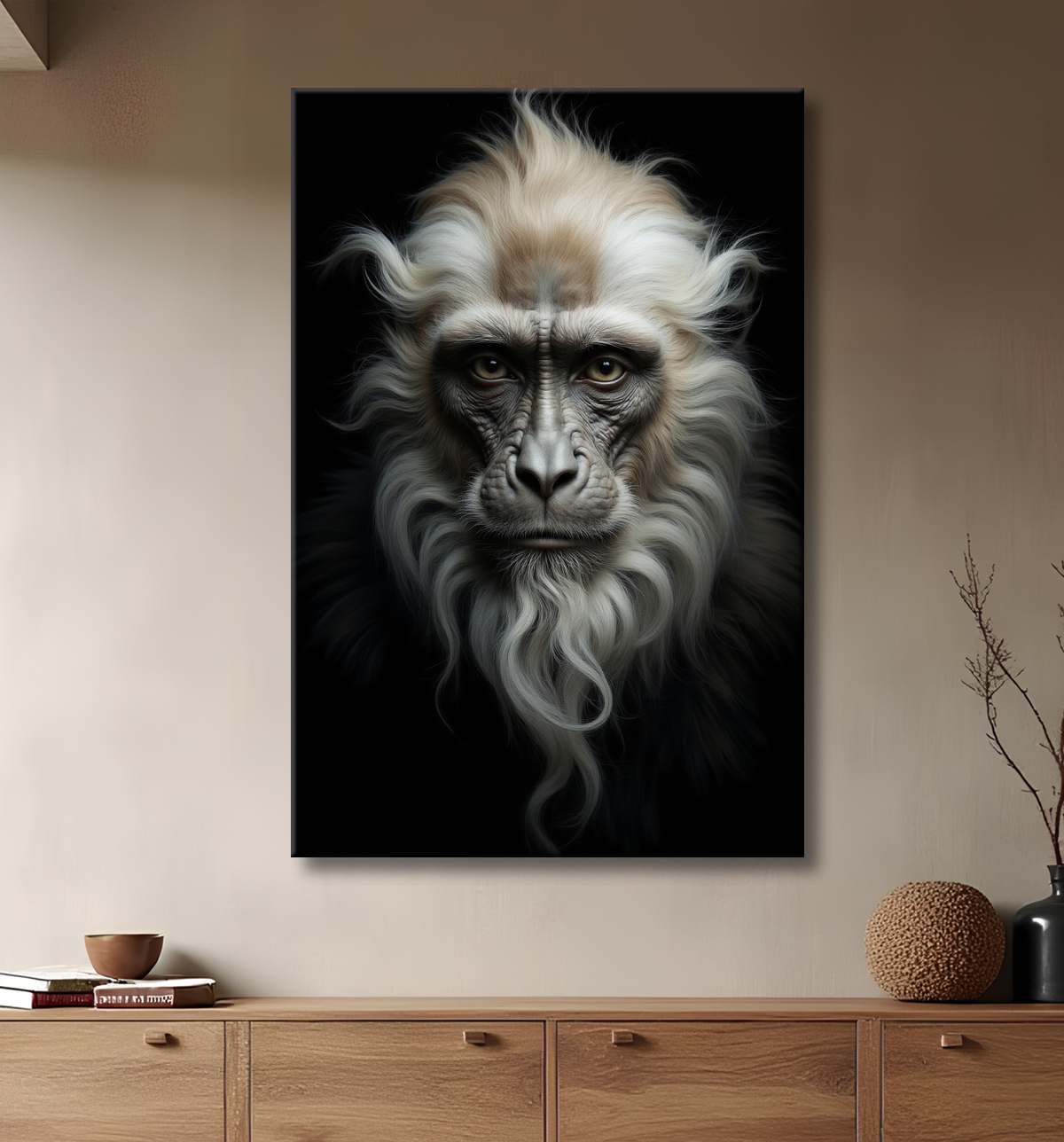 Tableau singe - Portrait chimpanzé studio avec decor