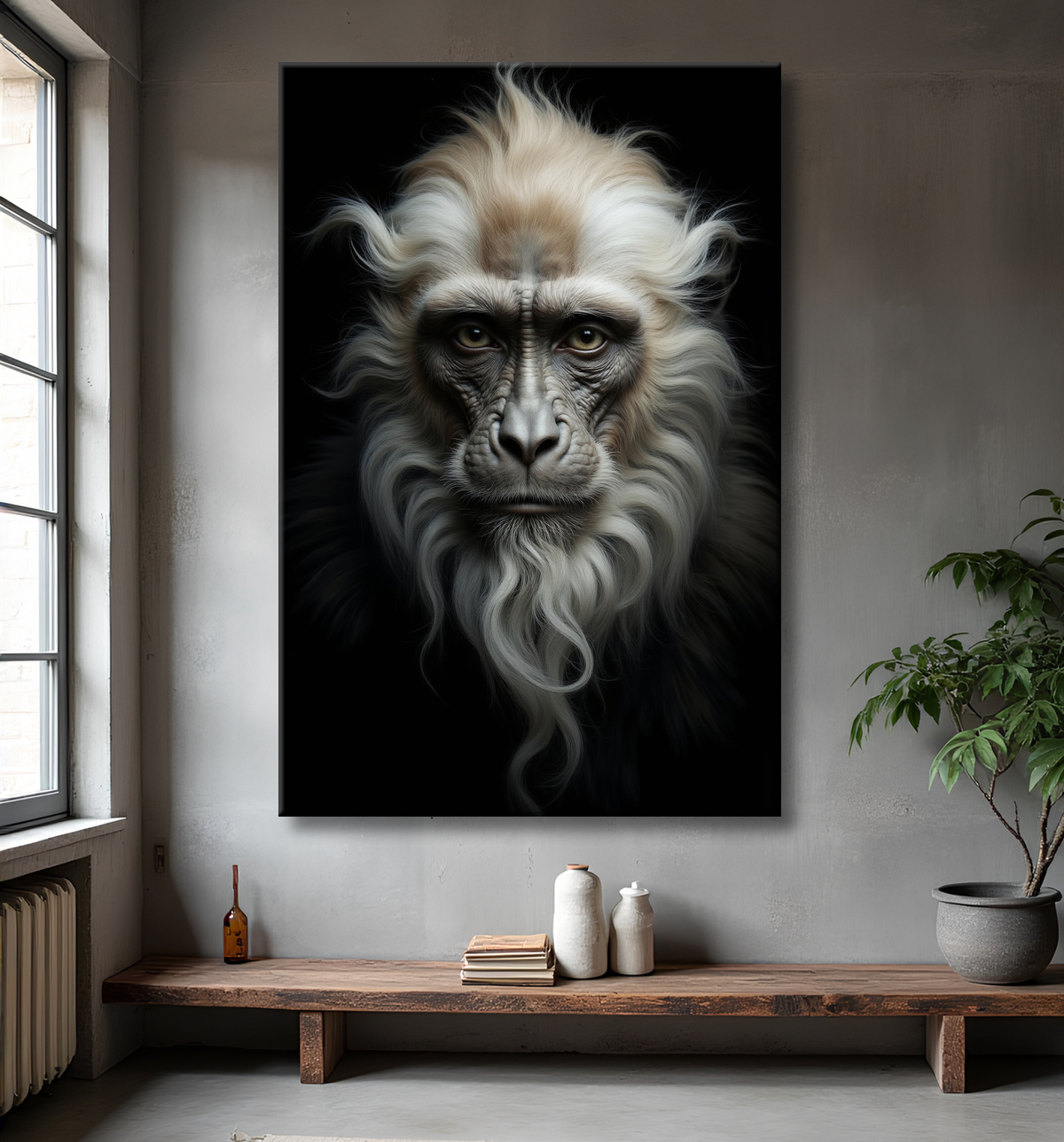 Tableau singe - Portrait chimpanzé studio avec decor