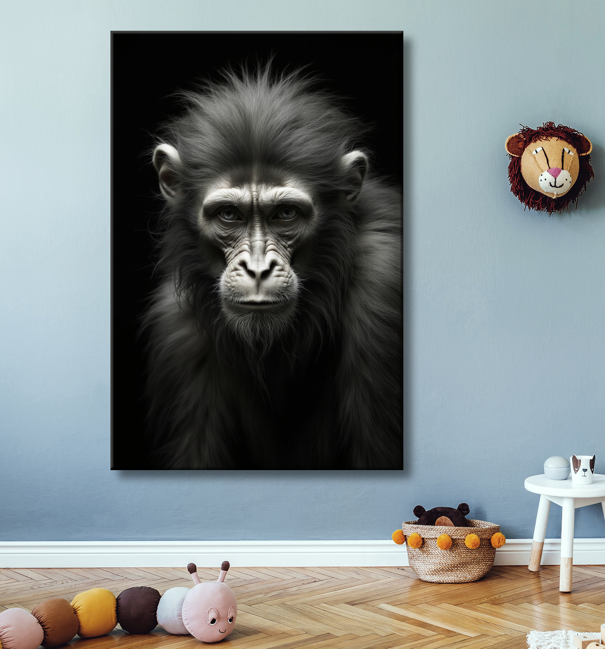 Tableau singe - Portrait chimpanzé studio avec decor