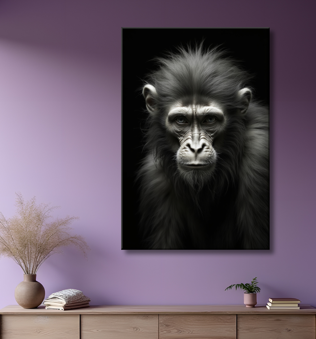 Tableau singe - Portrait chimpanzé studio avec decor