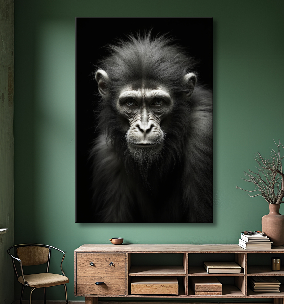 Tableau singe - Portrait chimpanzé studio avec decor