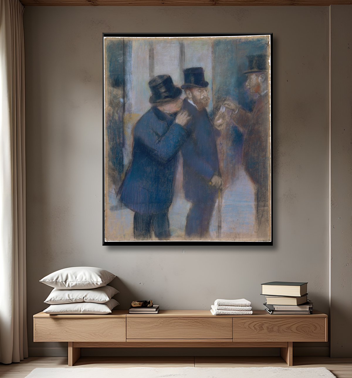 Reproduction Portraits à la Bourse de Edgar Degas avec decor