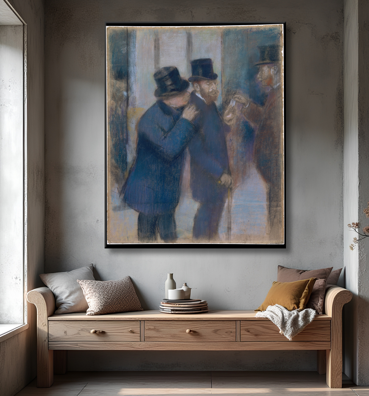 Reproduction Portraits à la Bourse de Edgar Degas avec decor