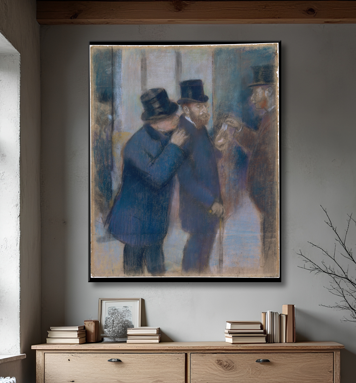Reproduction Portraits à la Bourse de Edgar Degas avec decor