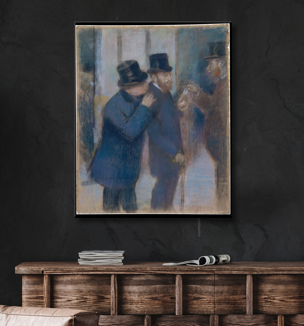Reproduction Portraits à la Bourse de Edgar Degas avec decor