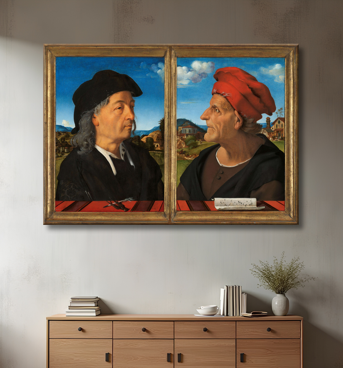 Reproduction Portraits de Giuliano et Francesco Giamberti da Sangallo de Piero di Cosimo avec decor