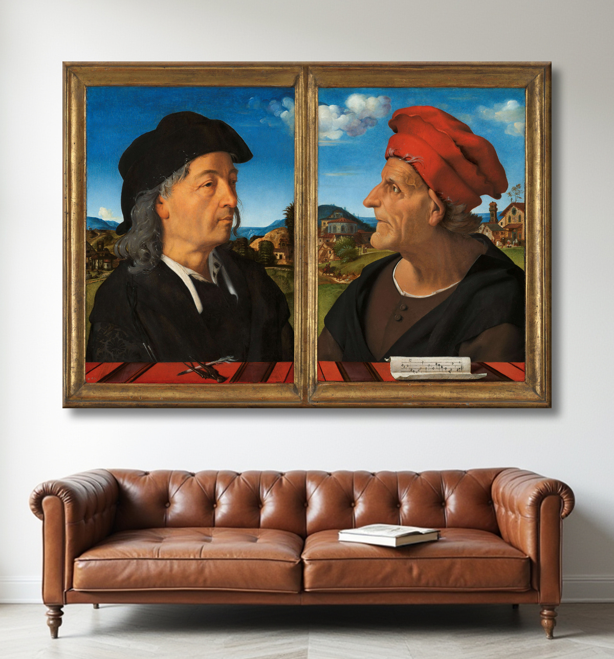 Reproduction Portraits de Giuliano et Francesco Giamberti da Sangallo de Piero di Cosimo avec decor