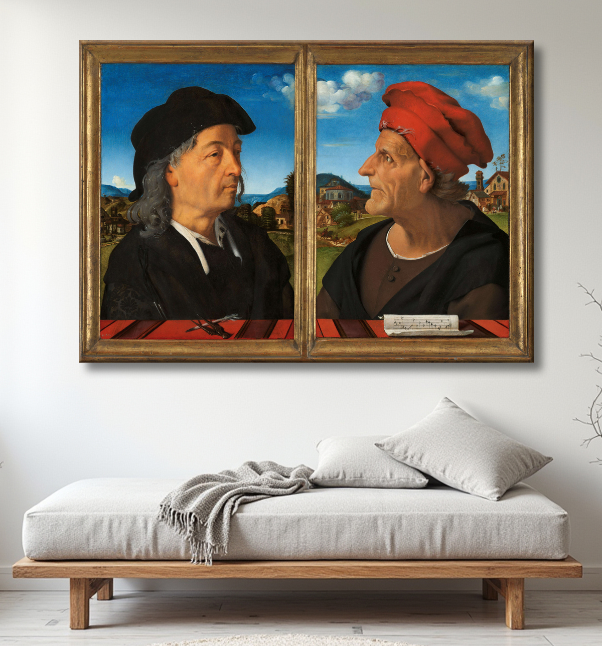 Reproduction Portraits de Giuliano et Francesco Giamberti da Sangallo de Piero di Cosimo avec decor