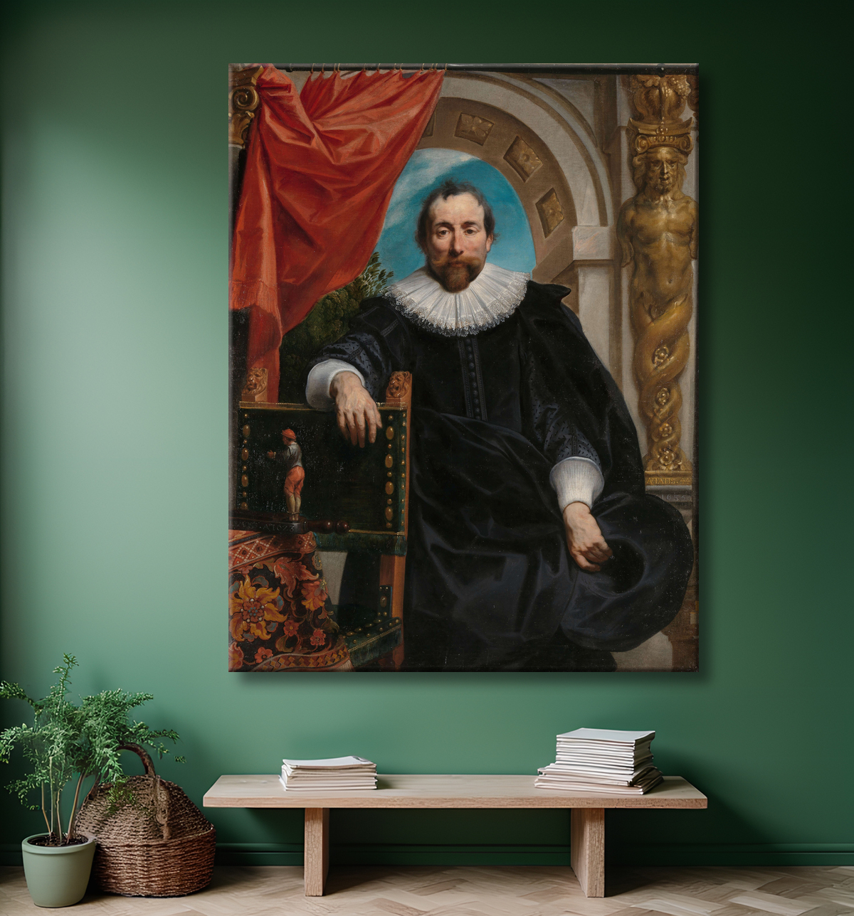 Reproduction Portraits de Rogier Le Witer et de sa femme, Catharina Behaghel de Jacques Jordaens avec decor