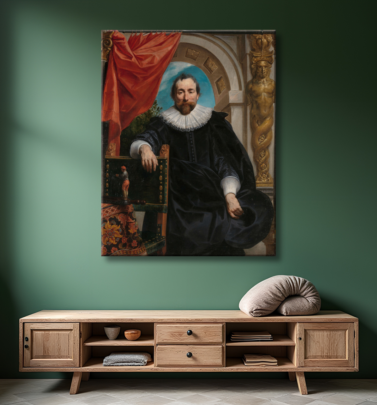 Reproduction Portraits de Rogier Le Witer et de sa femme, Catharina Behaghel de Jacques Jordaens avec decor