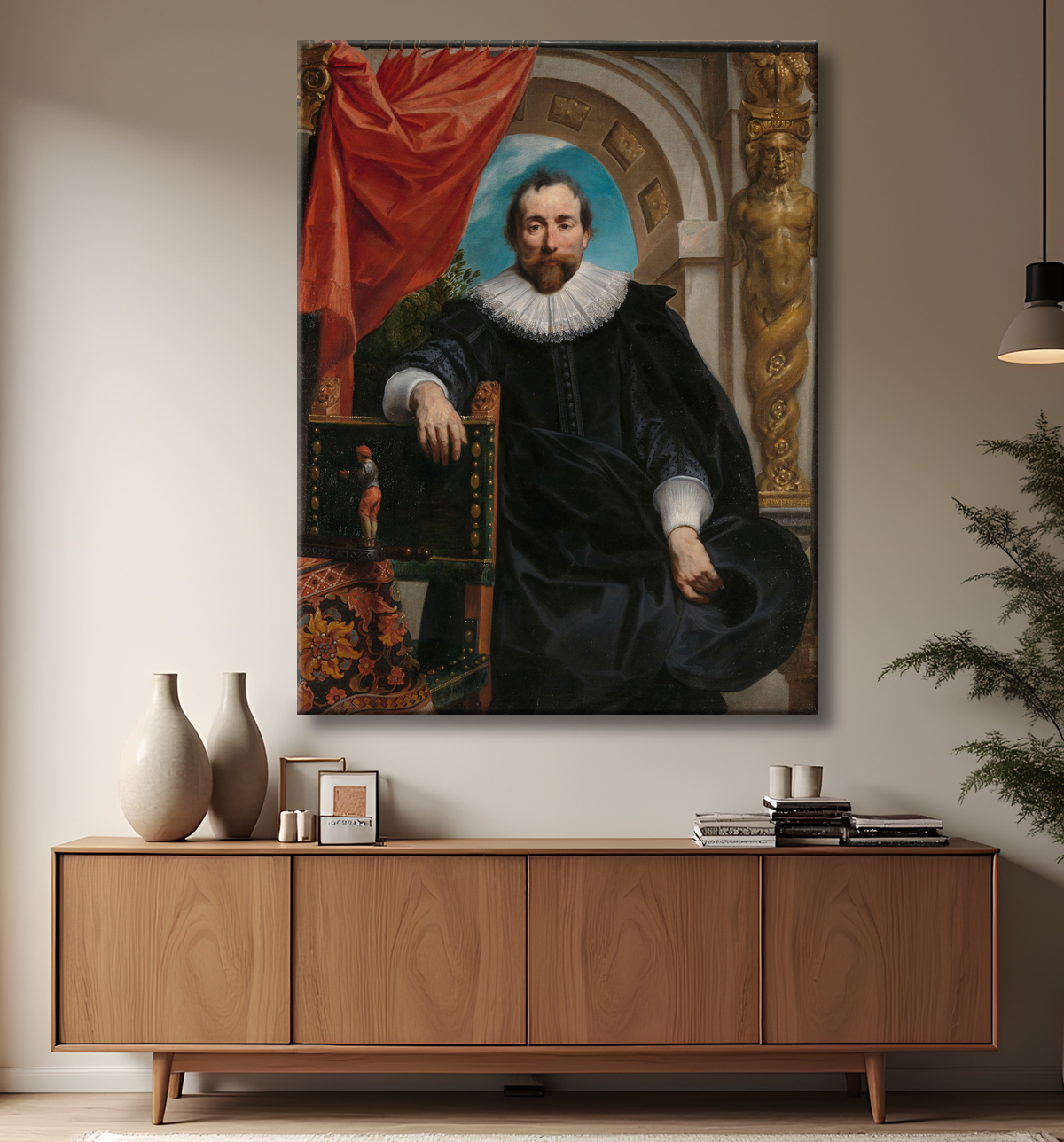 Reproduction Portraits de Rogier Le Witer et de sa femme, Catharina Behaghel de Jacques Jordaens avec decor