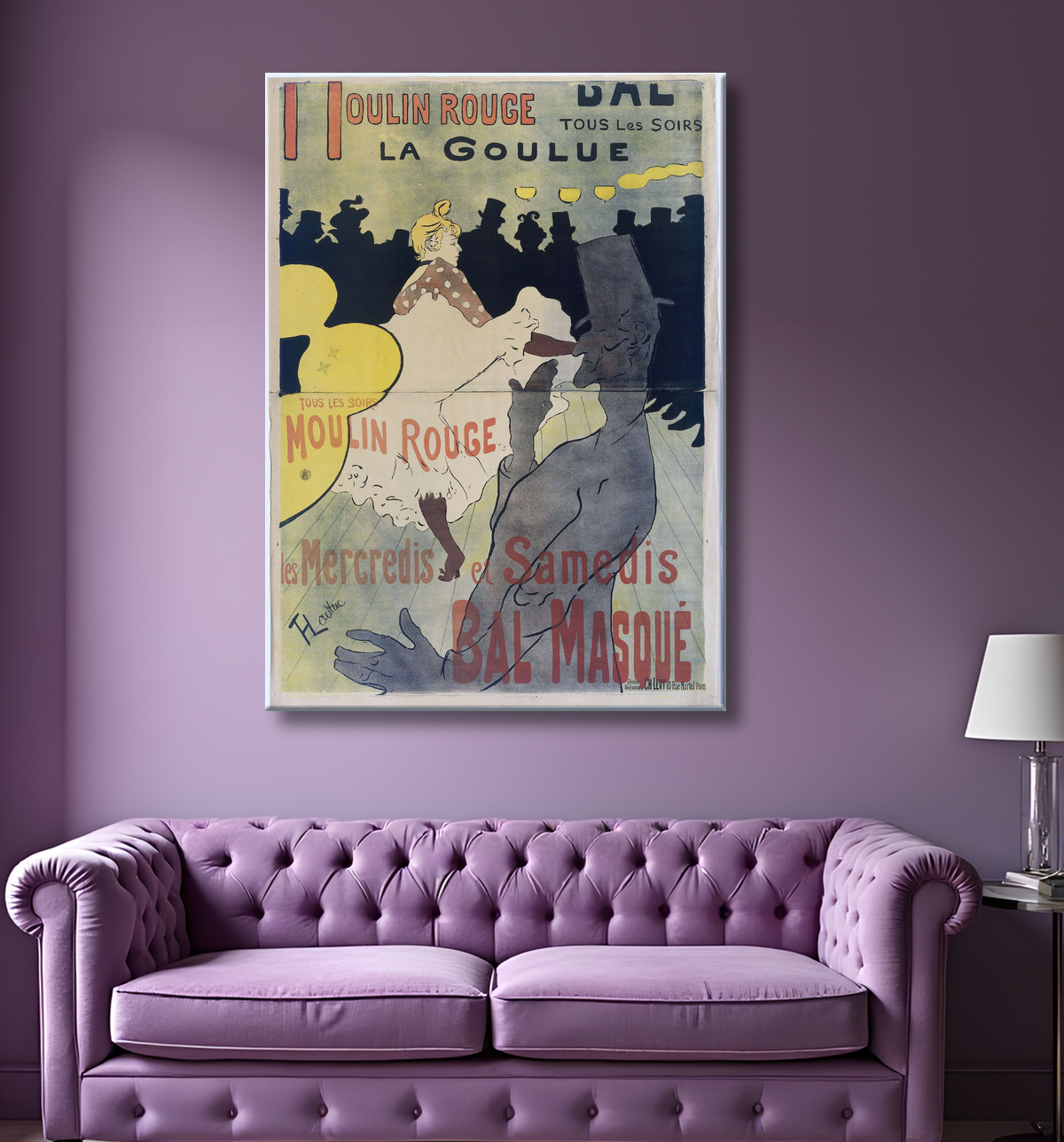 Reproduction Poster for ‘Le Moulin Rouge’ de Henri de Toulouse-Lautrec avec decor