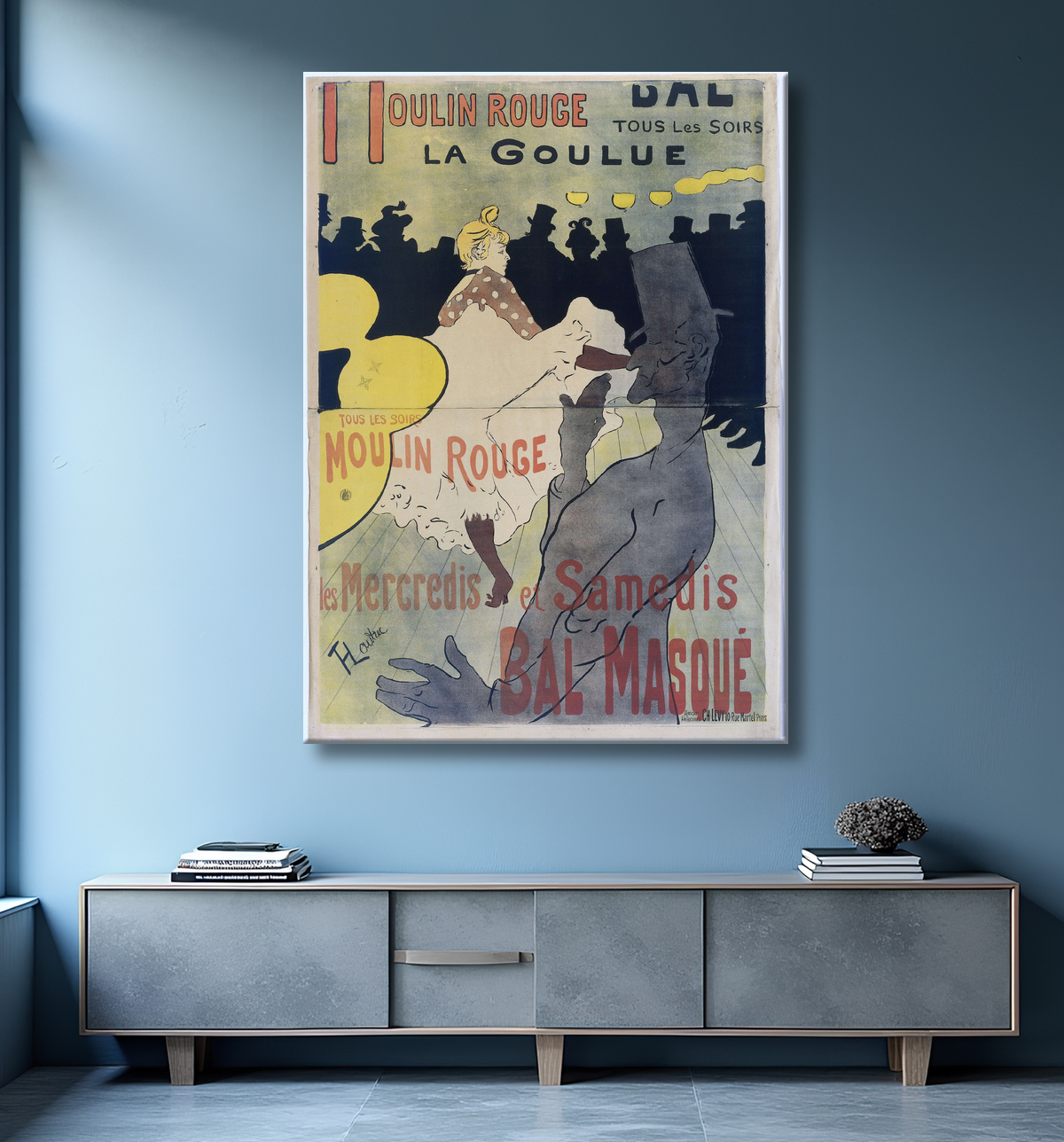 Reproduction Poster for ‘Le Moulin Rouge’ de Henri de Toulouse-Lautrec avec decor
