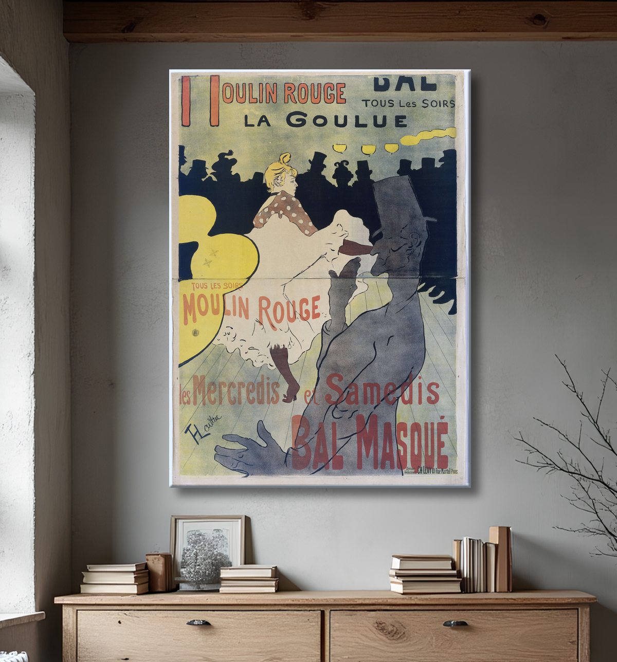 Reproduction Poster for ‘Le Moulin Rouge’ de Henri de Toulouse-Lautrec avec decor