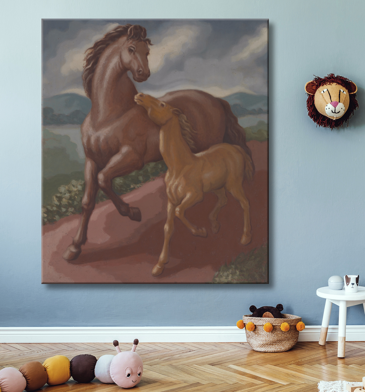 Reproduction pouliche et poulain de Frank Stamato, born Philadelphia, PA 1897-died Philadelphia, PA 1939 avec decor