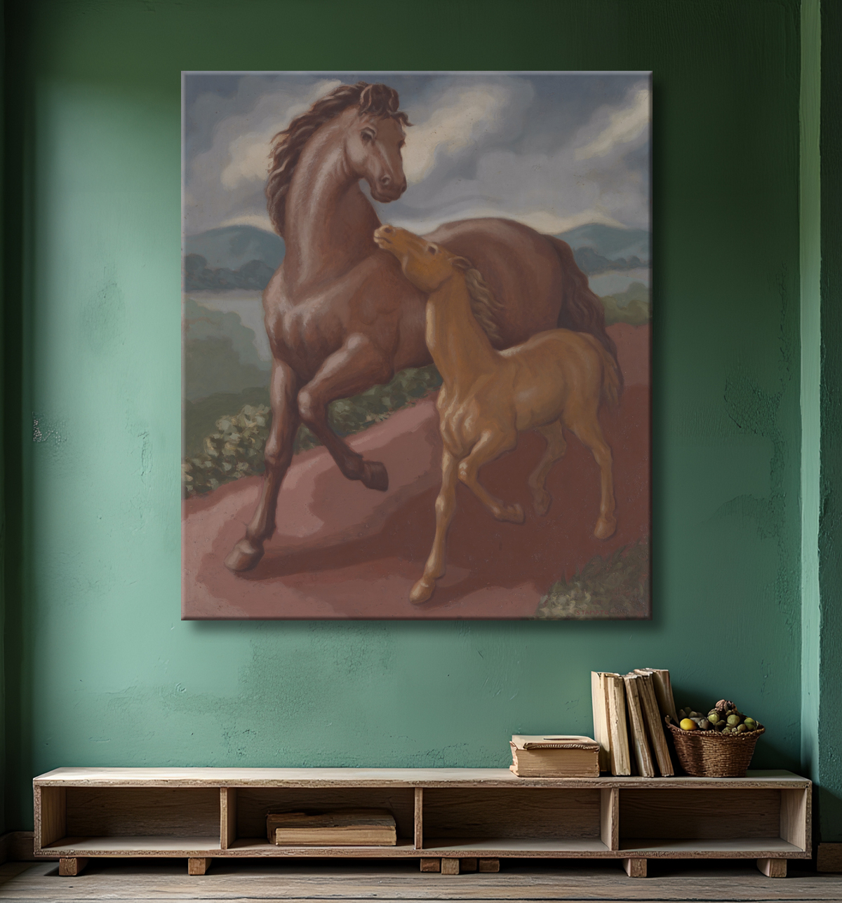 Reproduction pouliche et poulain de Frank Stamato, born Philadelphia, PA 1897-died Philadelphia, PA 1939 avec decor