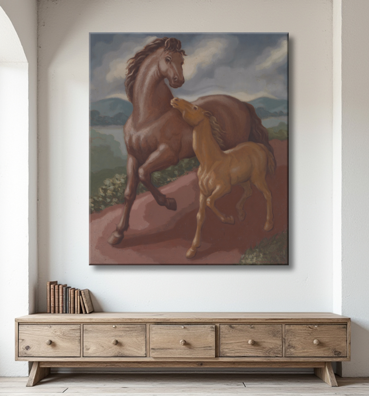 Reproduction pouliche et poulain de Frank Stamato, born Philadelphia, PA 1897-died Philadelphia, PA 1939 avec decor