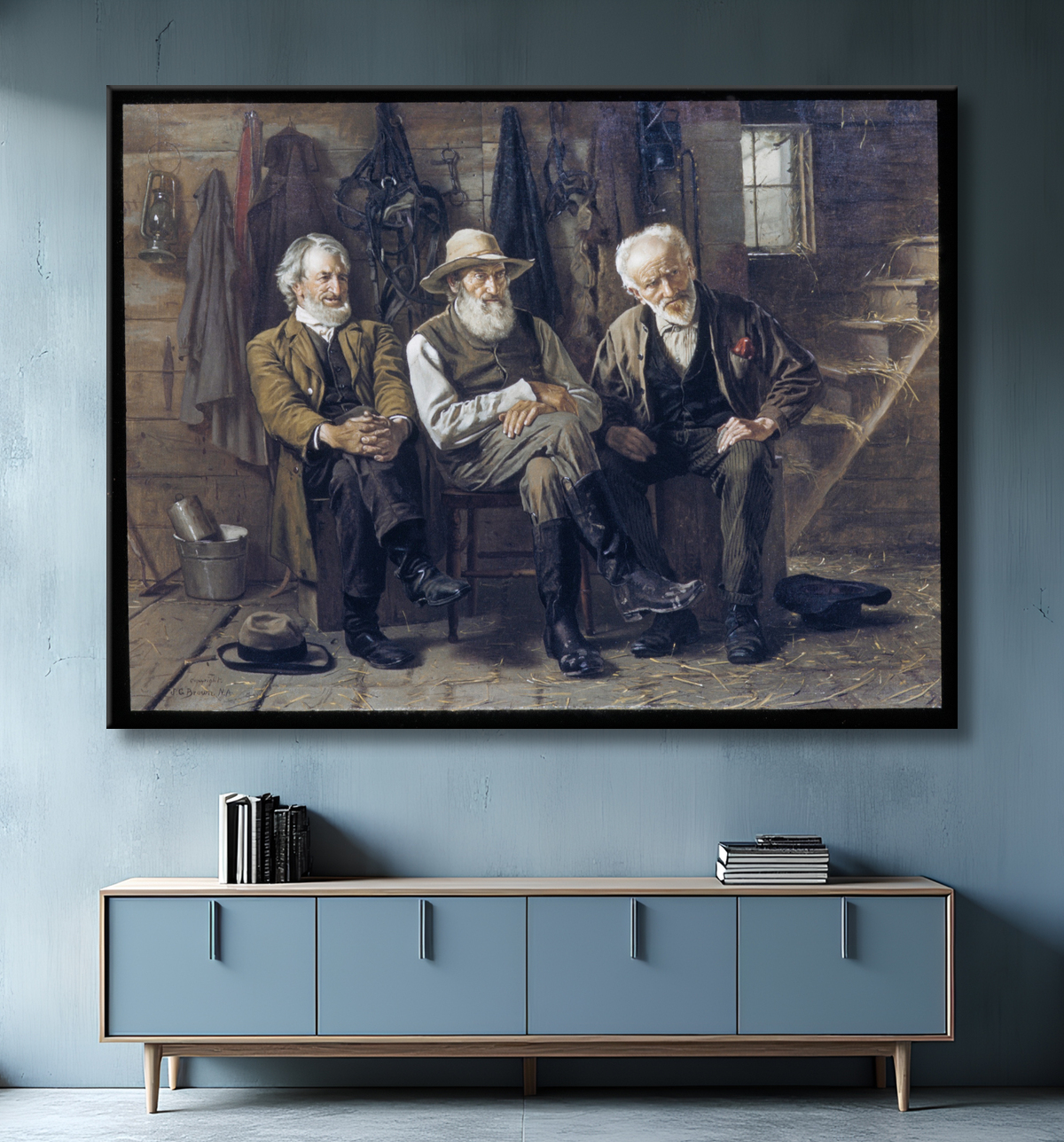 Reproduction Pour décider de la question de John George Brown avec decor