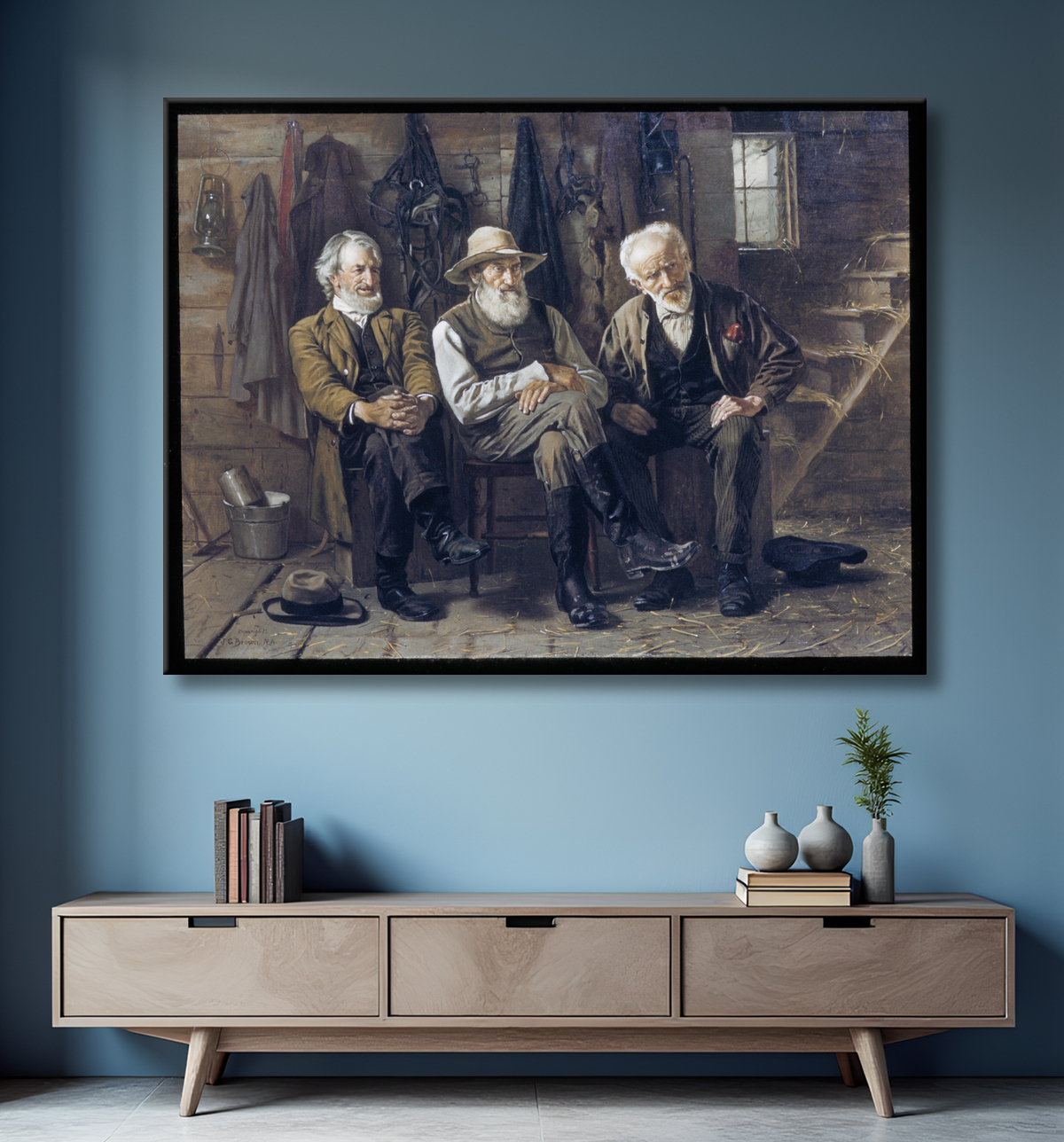 Reproduction Pour décider de la question de John George Brown avec decor